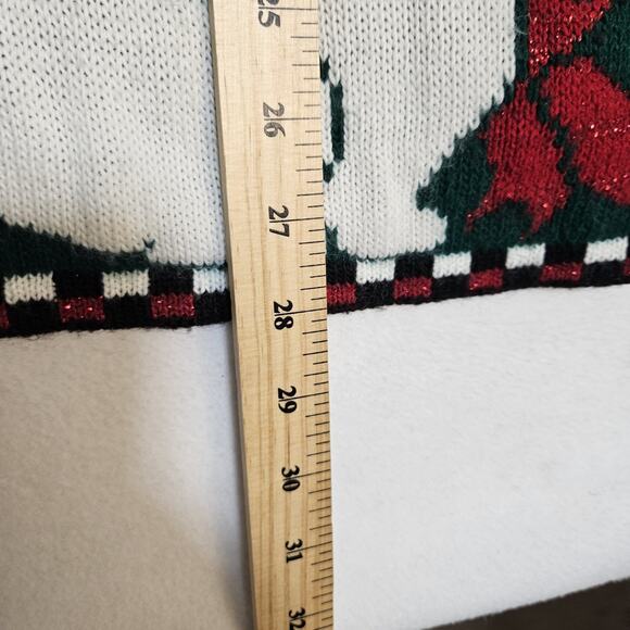 VTG Christmas Sweater Womens M Cat Kitten Kitty Holiday Made in USA Red Grandma - Picture 11 of 12